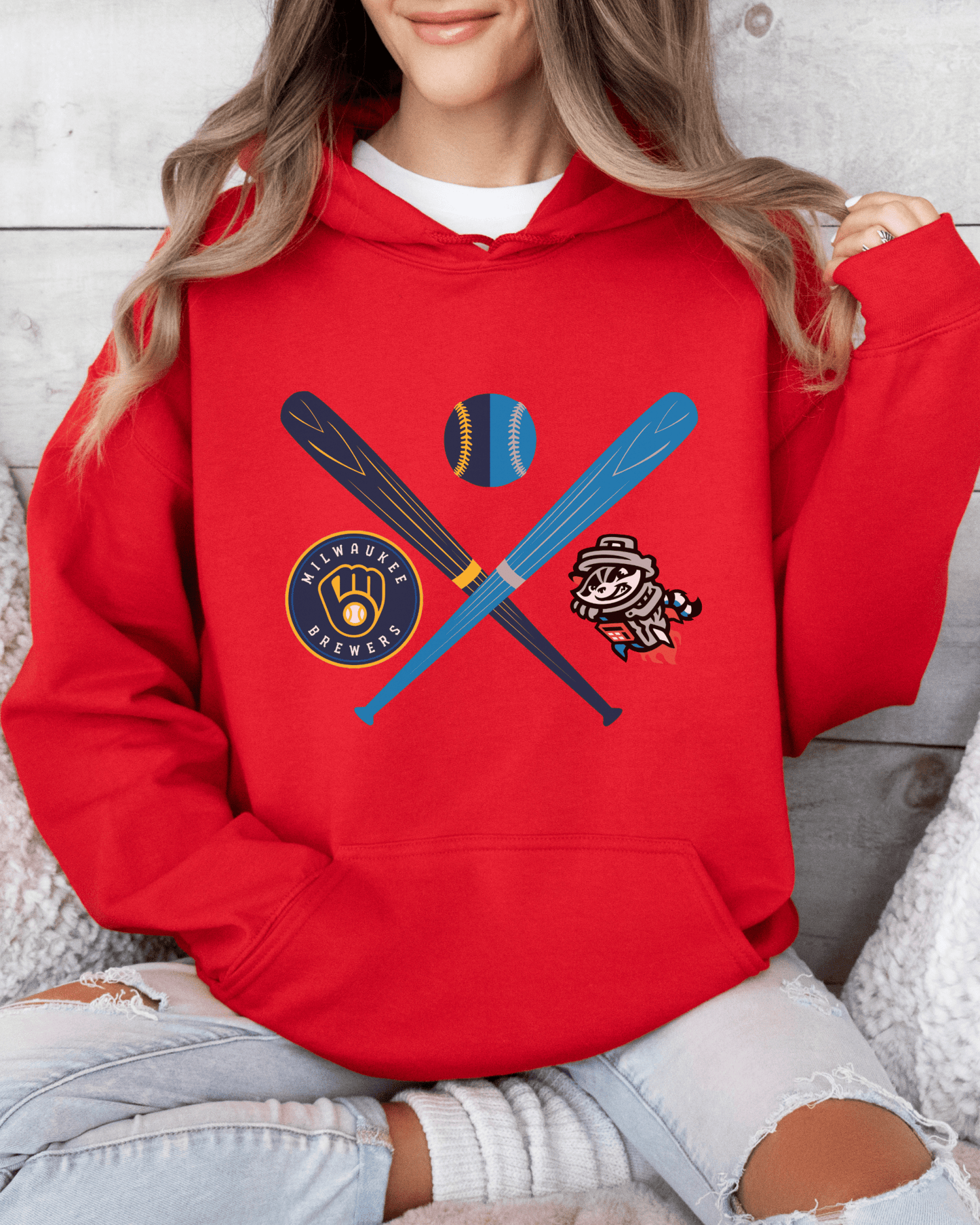 Crossed Bats Logos Baseball Hooded Sweatshirt - Tailgate Vibes