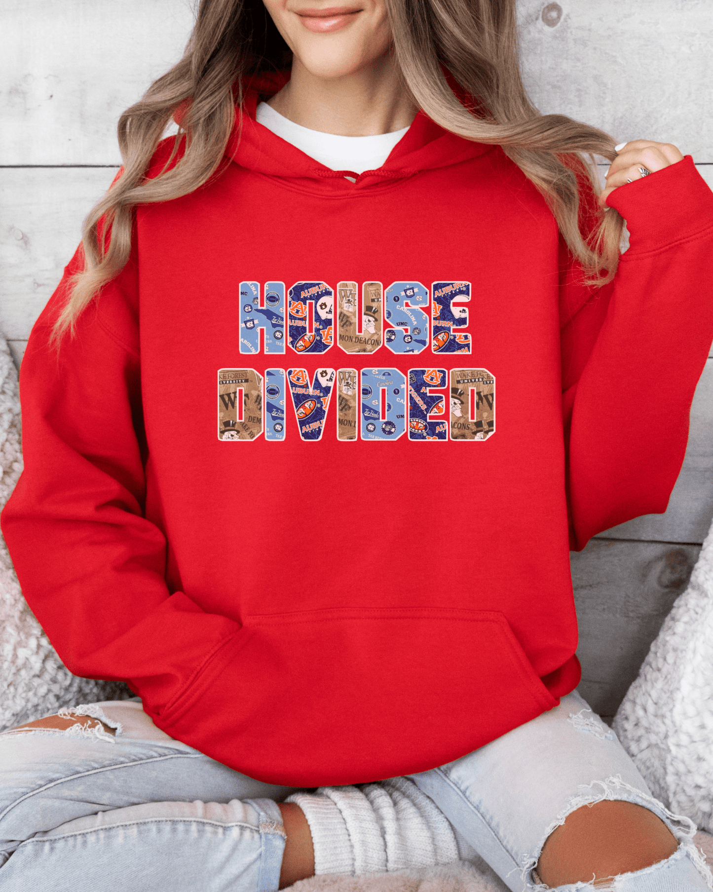 House Divided Letter Patterns Hooded Sweatshirt - Tailgate Vibes
