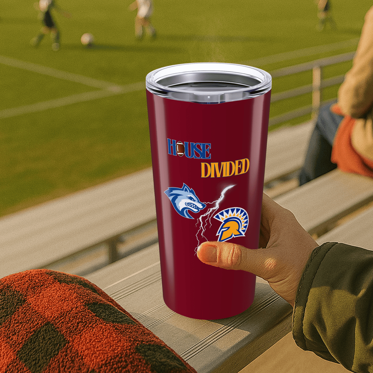 House Divided Lightning Bolt Football 20oz Stainless Tumbler - Tailgate Vibes