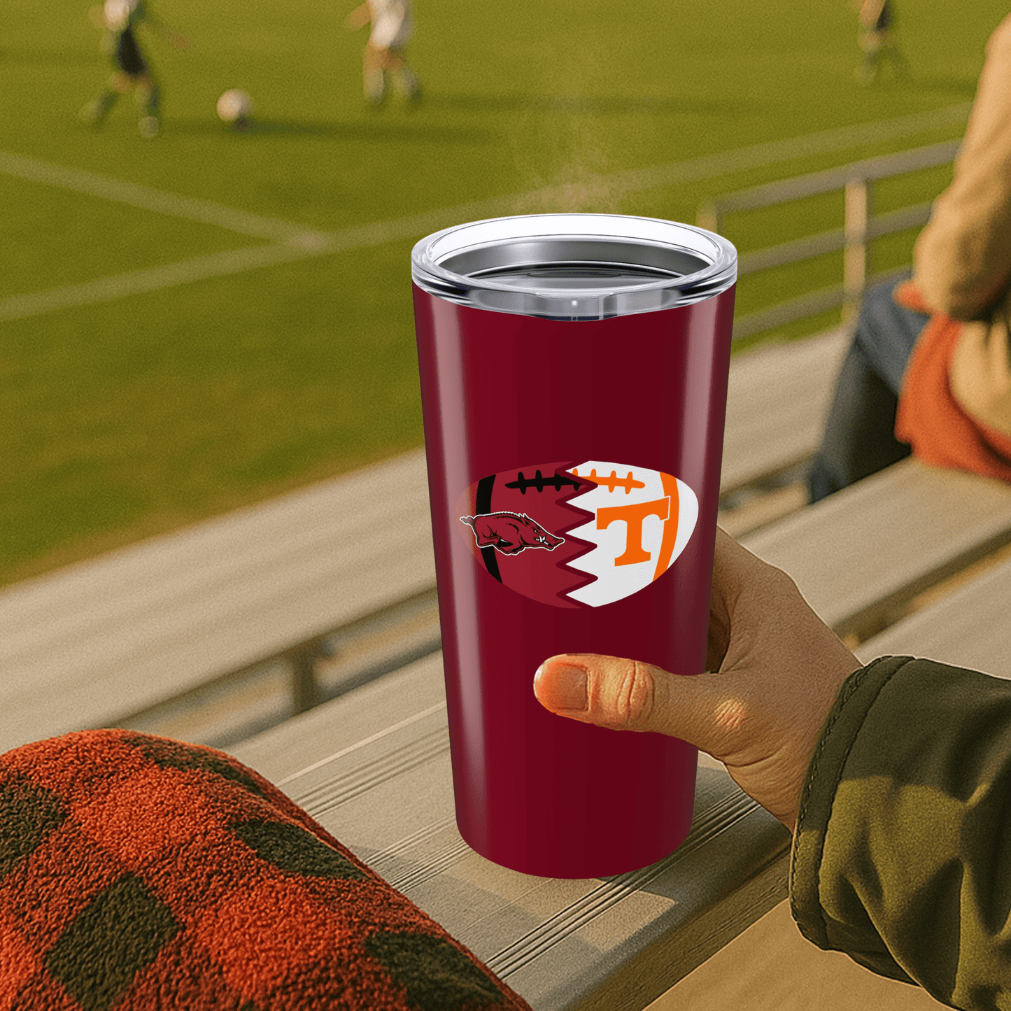 Split Football Logos 20oz Stainless Tumbler - Tailgate Vibes
