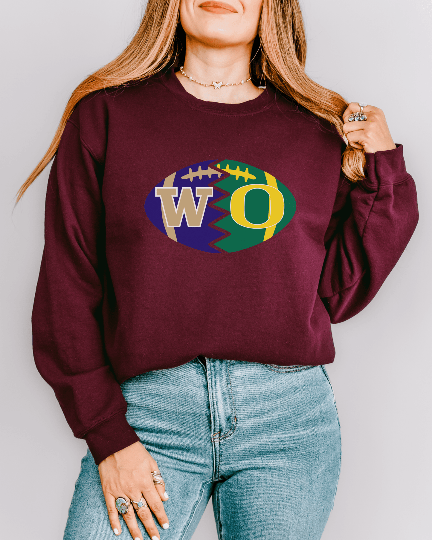 Split Football Logos Crewneck Sweatshirt - Tailgate Vibes