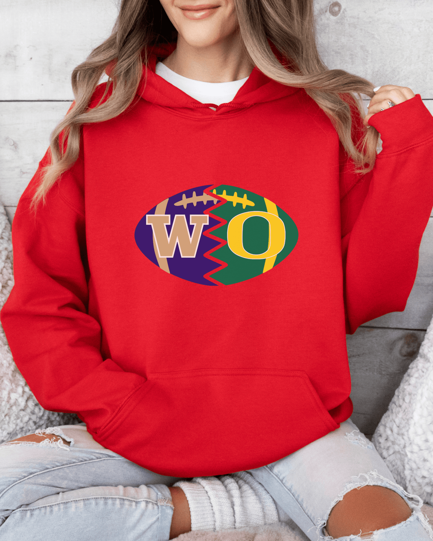 Split Football Logos hooded Sweatshirt - Tailgate Vibes