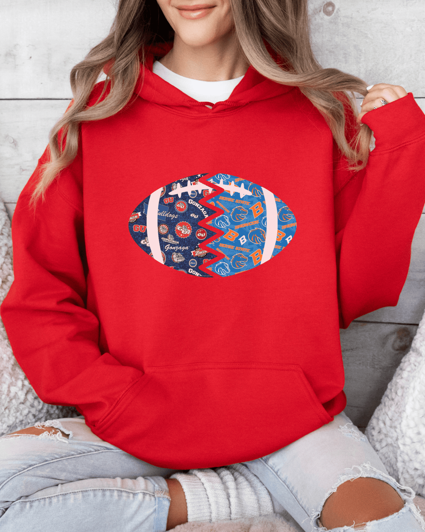Split Football Prints hooded Sweatshirt - Tailgate Vibes