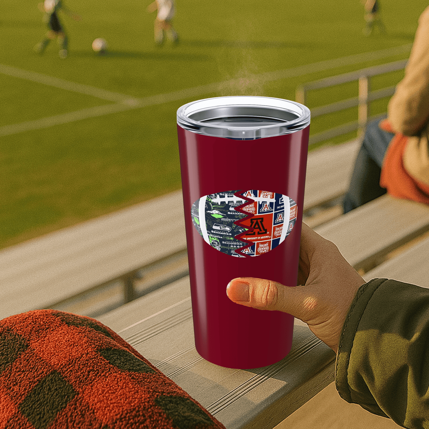 Split Football Prints Stainless Tumbler - Tailgate Vibes