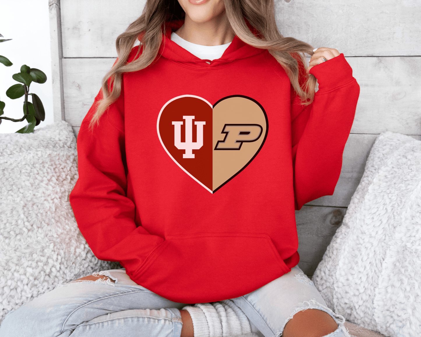 Split Heart Logos Hooded Sweatshirt - Tailgate Vibes