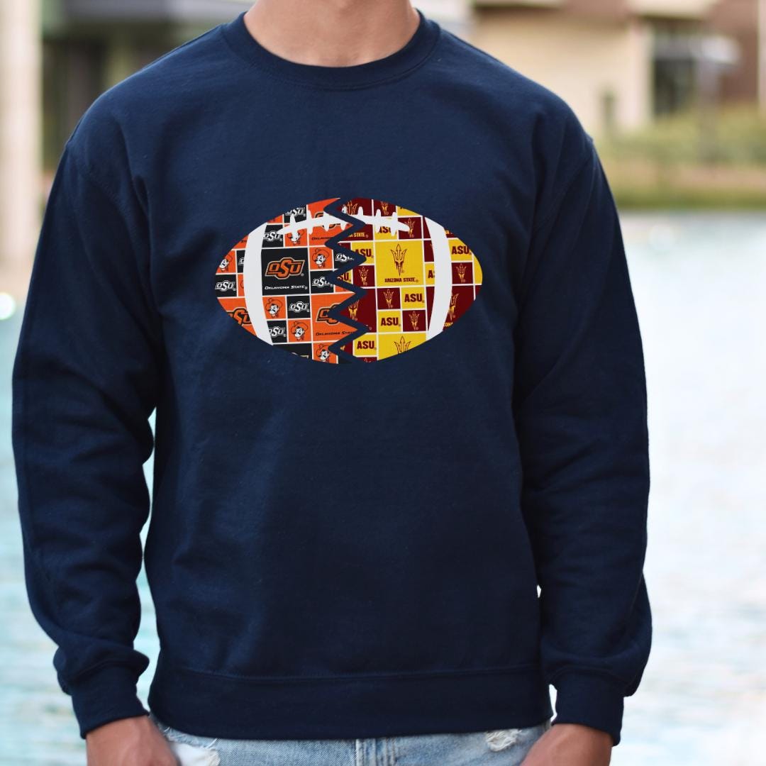 Split Football Prints Crewneck Sweatshirt