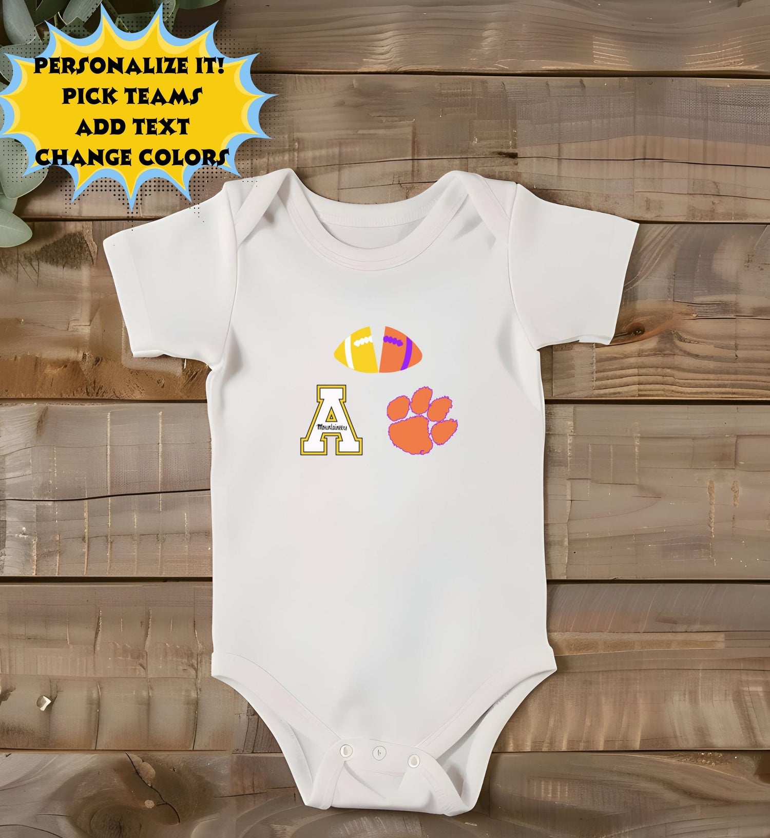 a baby bodysuit with a paw print on it