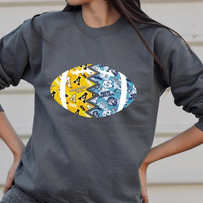 Split Football Prints Crewneck Sweatshirt