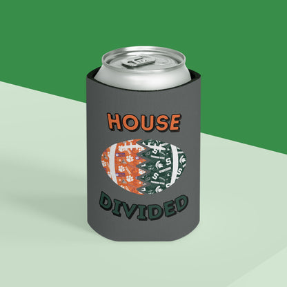 Split Football Prints House Divided Can Cooler