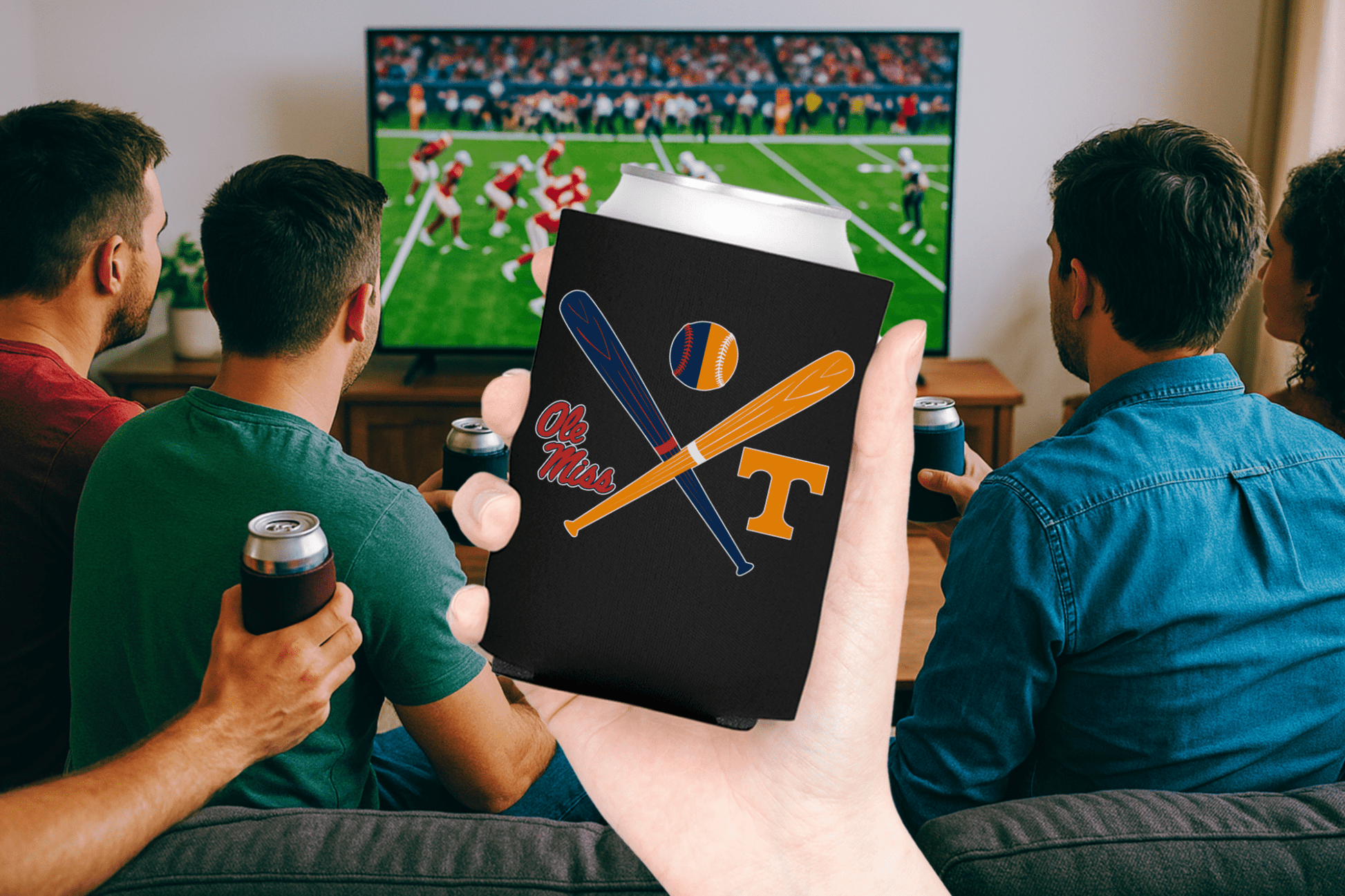 Crossed Bats Logos Baseball Can Cooler - Tailgate Vibes