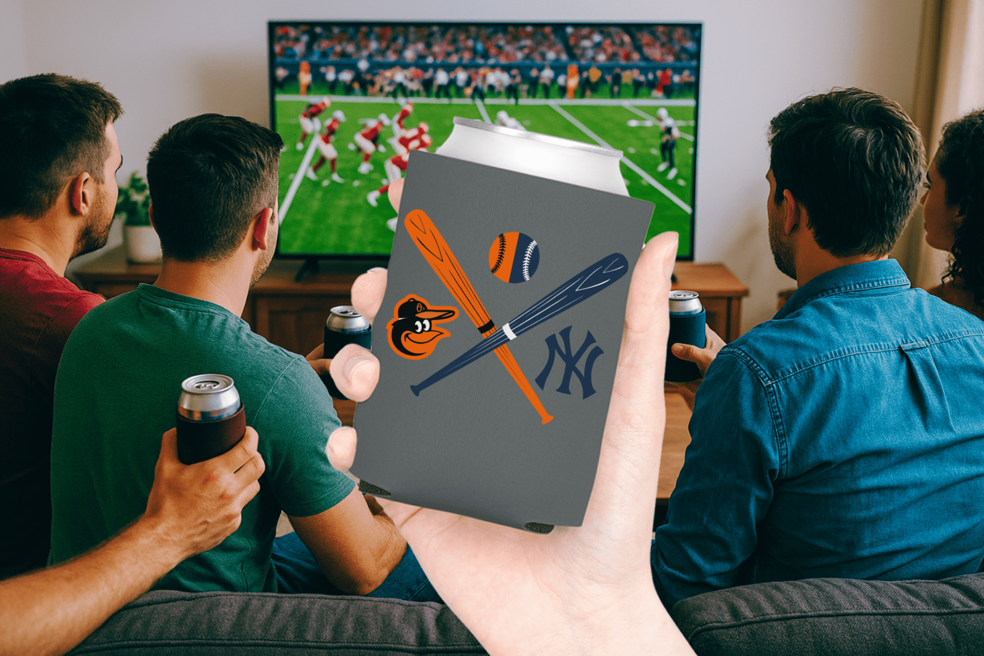 Crossed Bats Logos Baseball Can Cooler - Tailgate Vibes