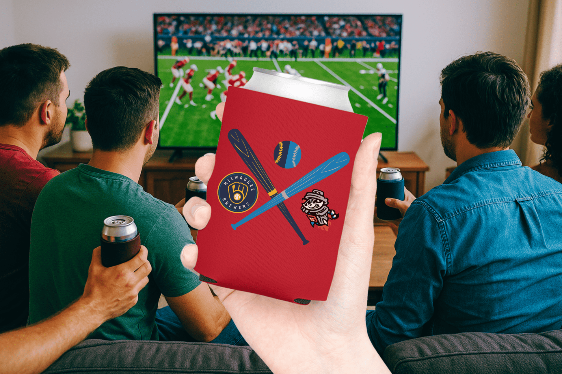 Crossed Bats Logos Baseball Can Cooler - Tailgate Vibes