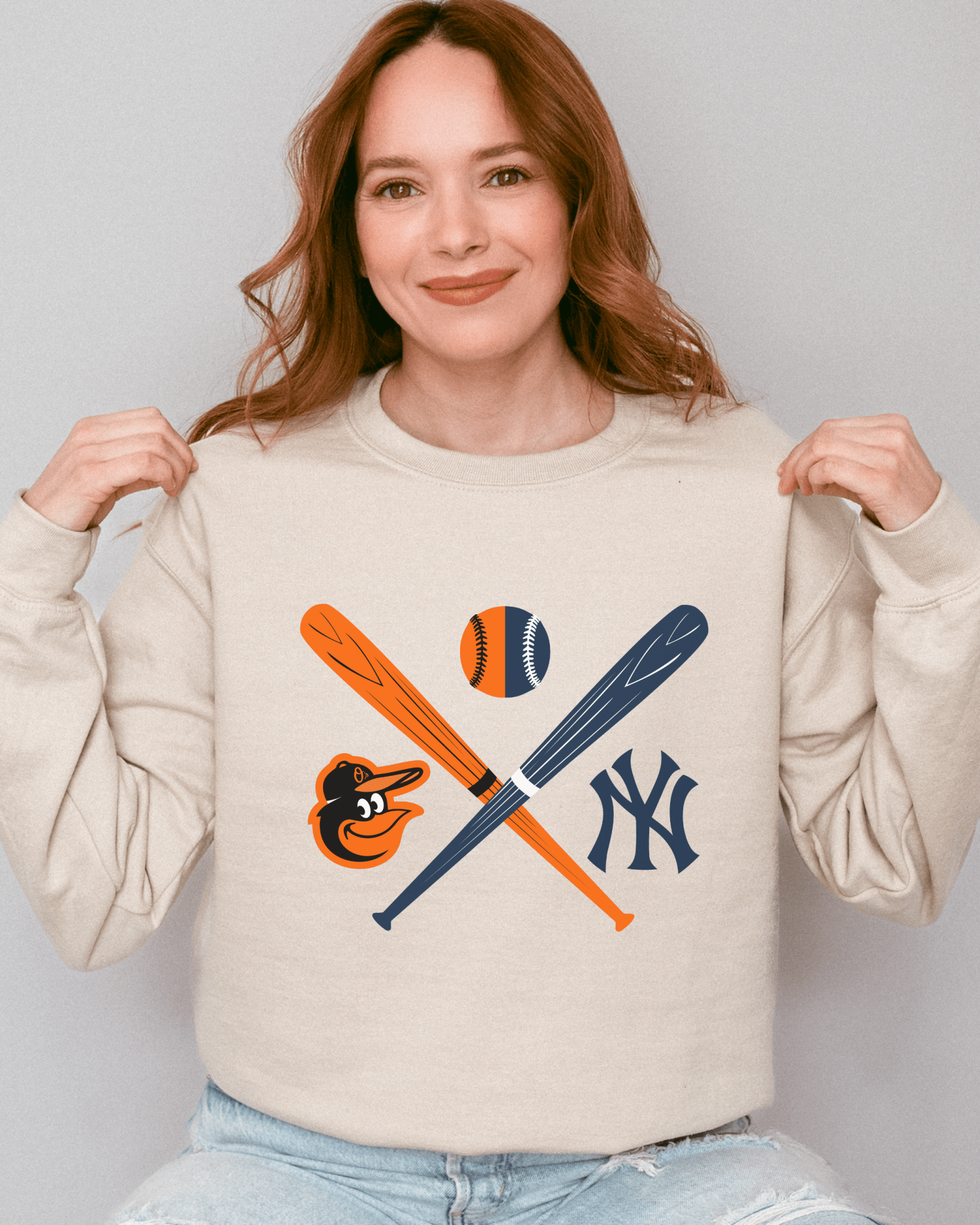 Crossed Bats Logos Baseball Crewneck Sweatshirt - Tailgate Vibes