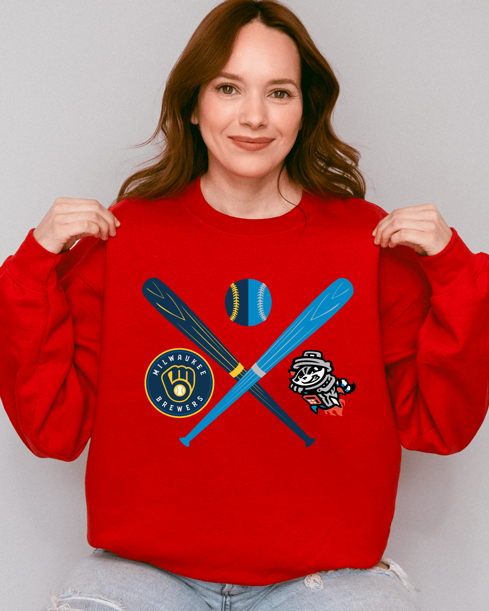 Crossed Bats Logos Baseball Crewneck Sweatshirt - Tailgate Vibes