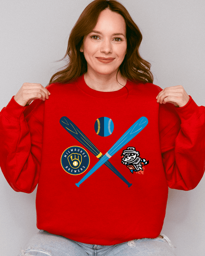 Crossed Bats Logos Baseball Crewneck Sweatshirt - Tailgate Vibes