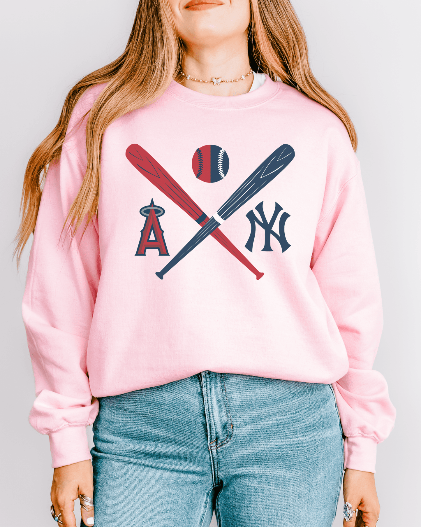 Crossed Bats Logos Baseball Crewneck Sweatshirt - Tailgate Vibes