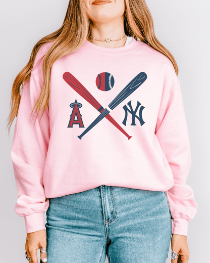 Crossed Bats Logos Baseball Crewneck Sweatshirt - Tailgate Vibes