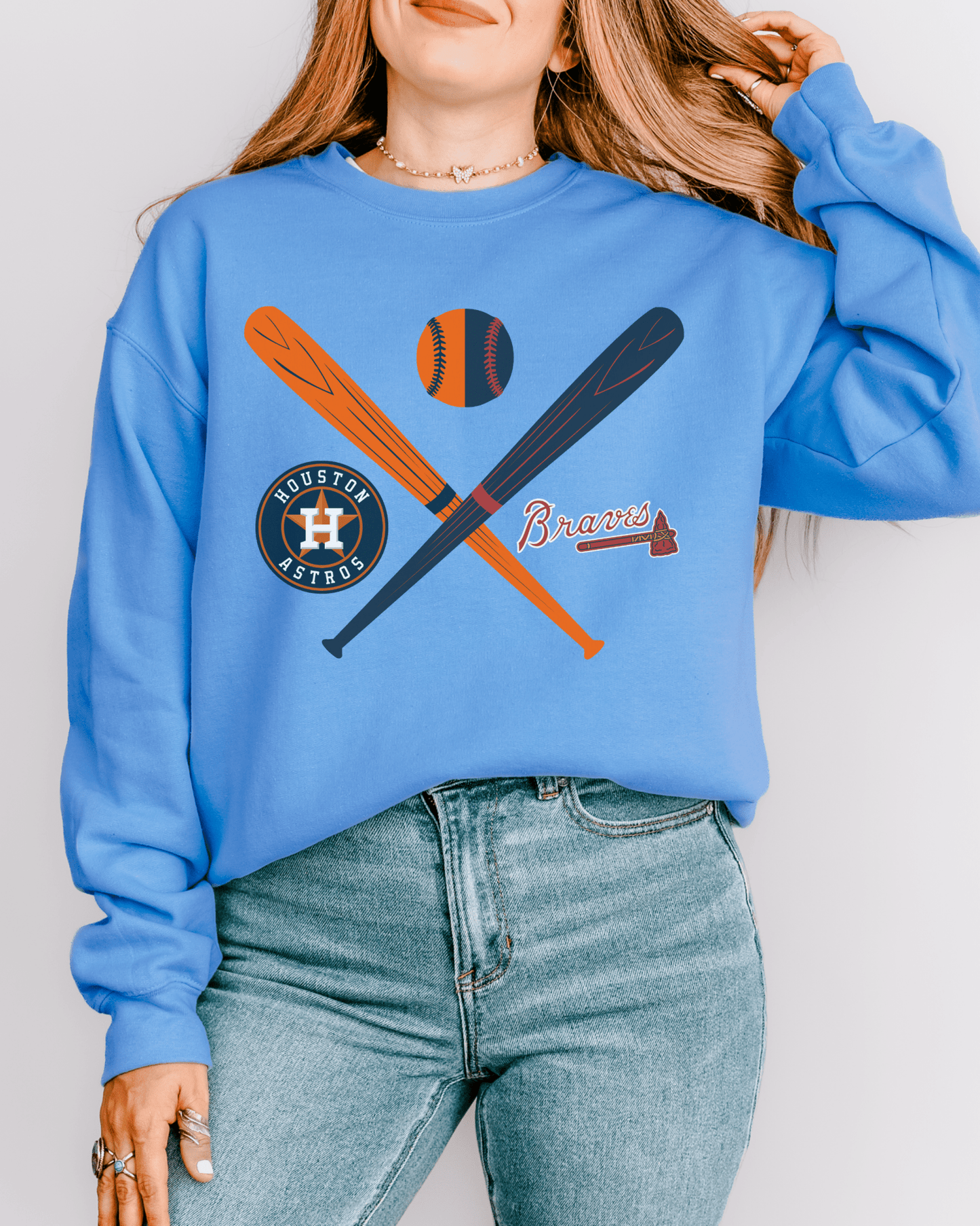 Crossed Bats Logos Baseball Crewneck Sweatshirt - Tailgate Vibes