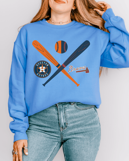 Crossed Bats Logos Baseball Crewneck Sweatshirt - Tailgate Vibes