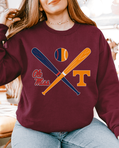 Crossed Bats Logos Baseball Crewneck Sweatshirt - Tailgate Vibes
