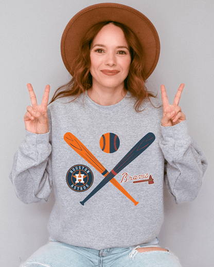 Crossed Bats Logos Baseball Crewneck Sweatshirt - Tailgate Vibes
