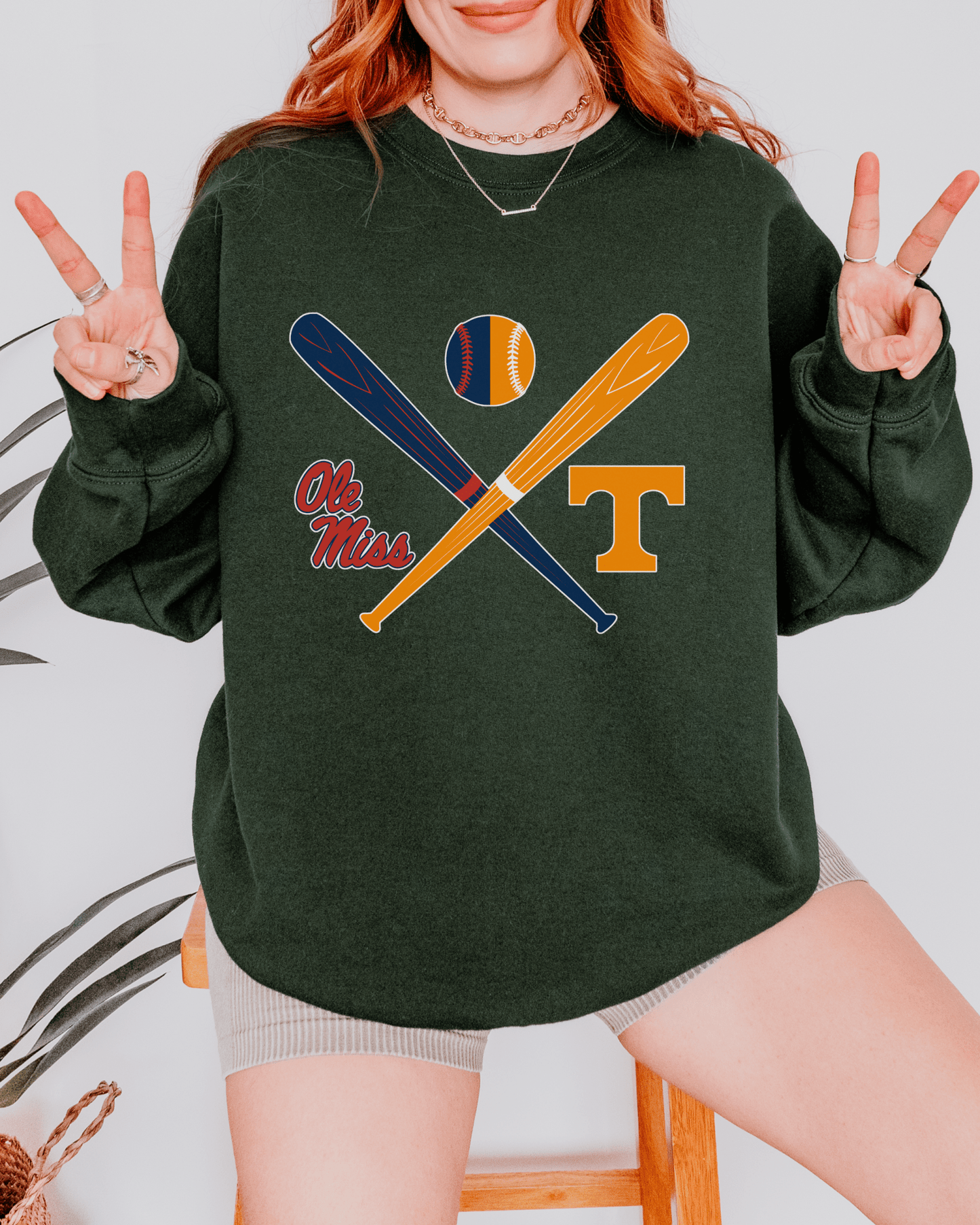 Crossed Bats Logos Baseball Crewneck Sweatshirt - Tailgate Vibes