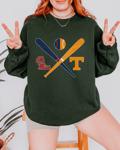 Crossed Bats Logos Baseball Crewneck Sweatshirt - Tailgate Vibes