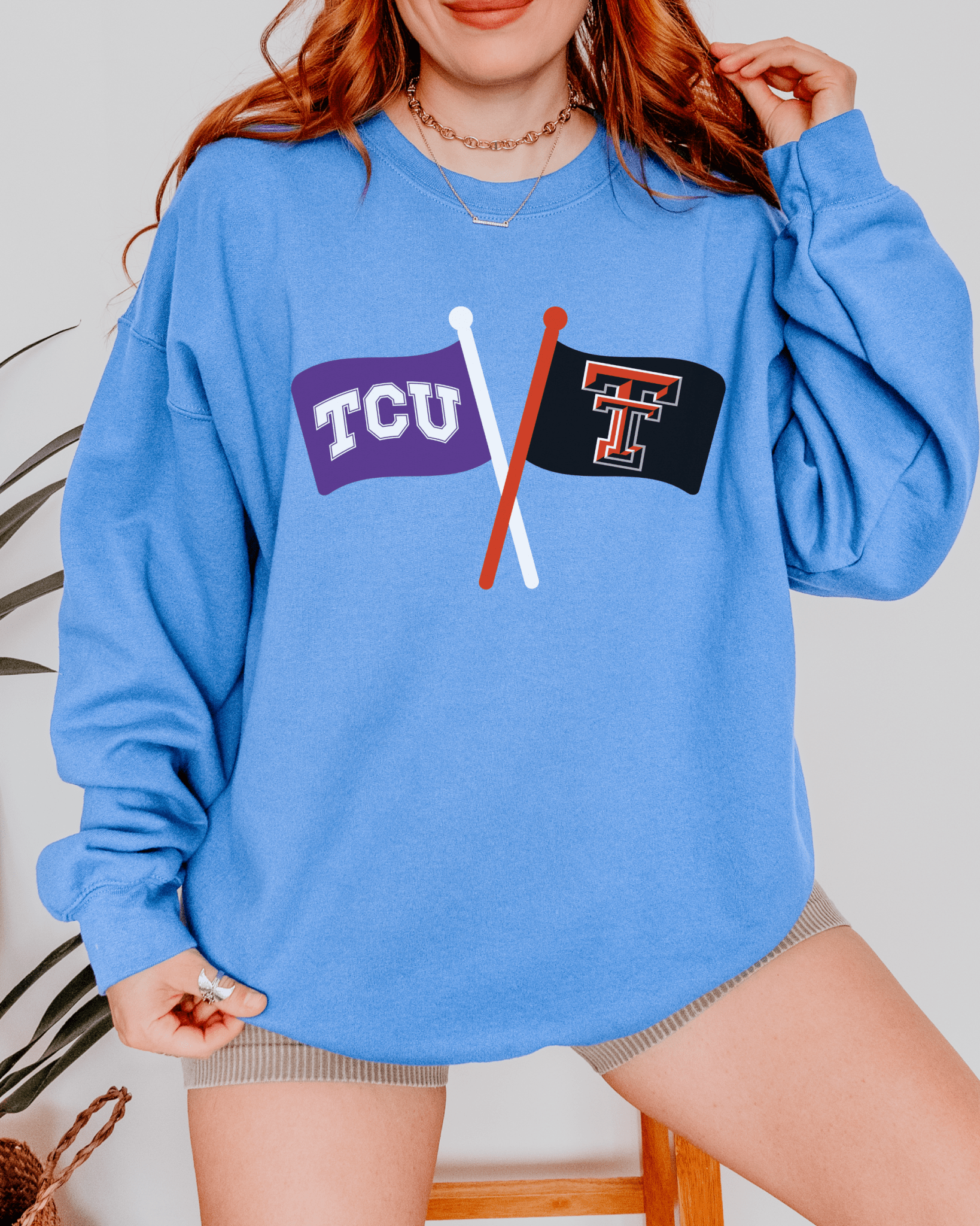 Crossed Flags Crewneck Sweatshirt - Tailgate Vibes