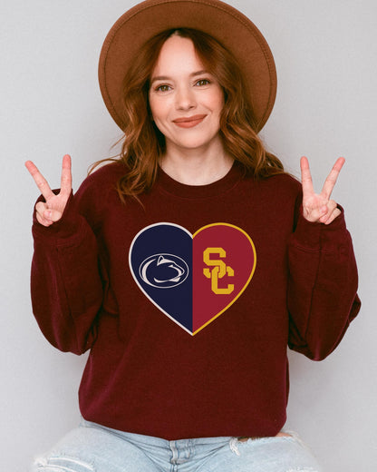 a woman wearing a maroon sweatshirt and a brown hat