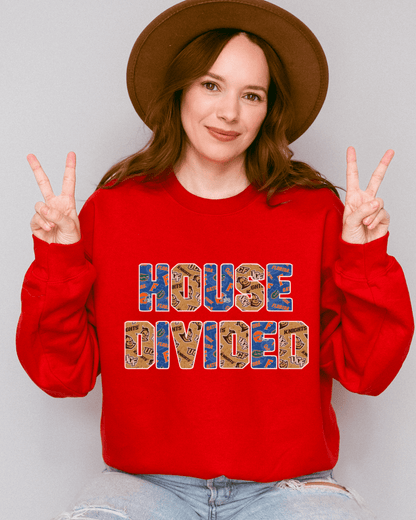 House Divided Letter Patterns Crewneck Sweatshirt - Tailgate Vibes