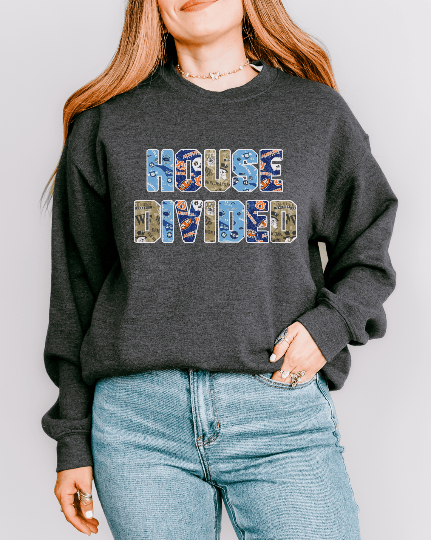 House Divided Letter Patterns Crewneck Sweatshirt - Tailgate Vibes