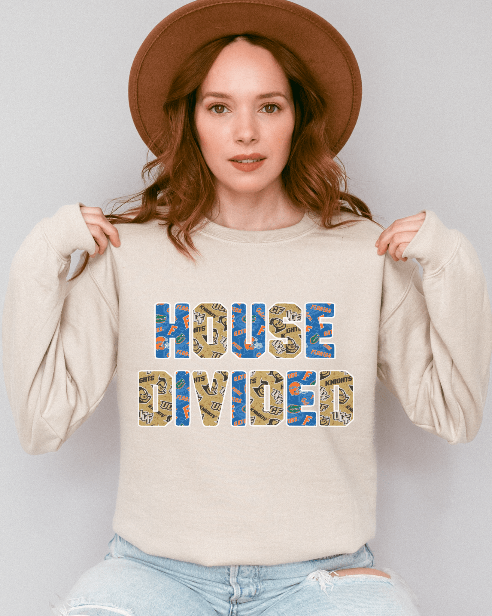 House Divided Letter Patterns Crewneck Sweatshirt - Tailgate Vibes