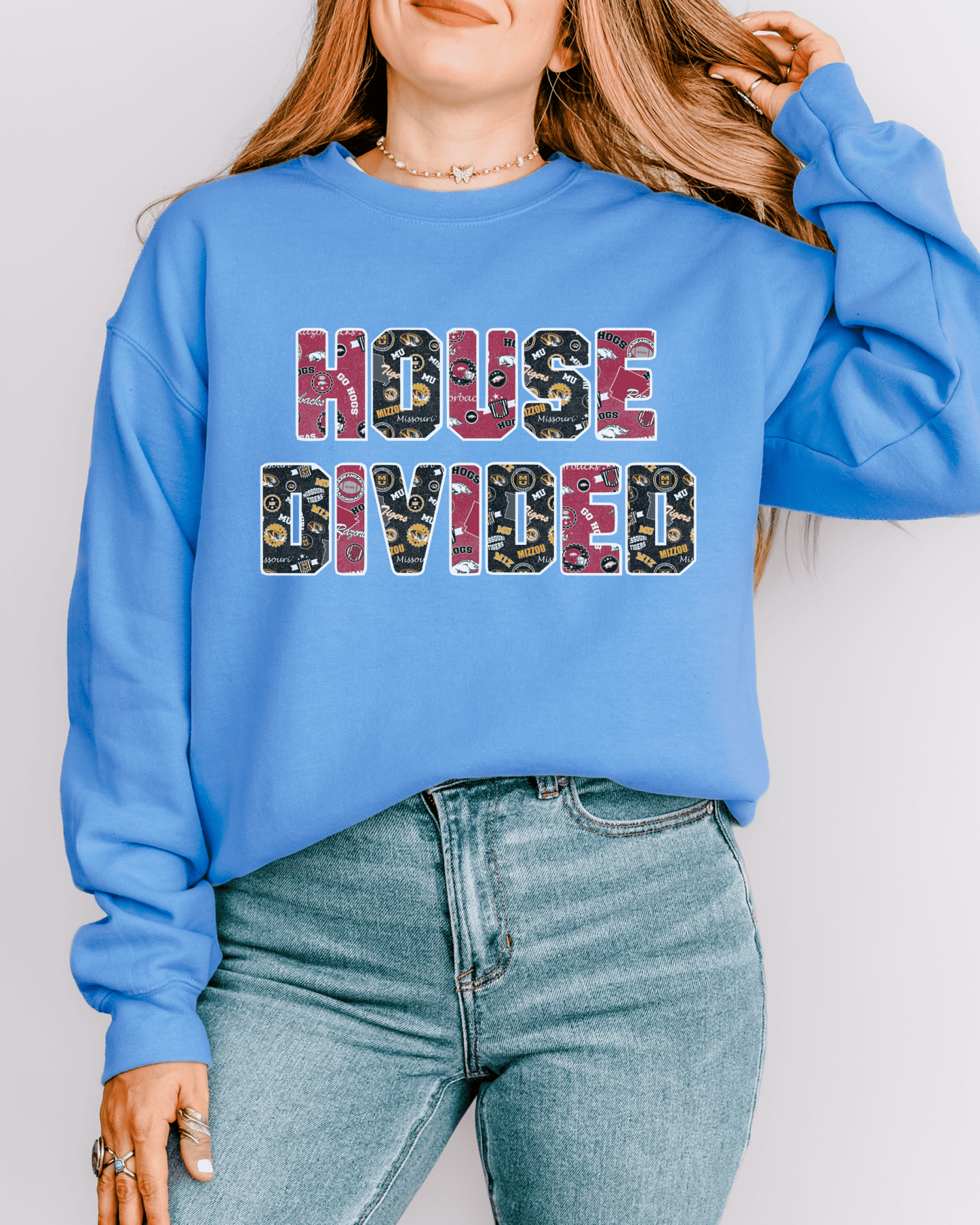 House Divided Letter Patterns Crewneck Sweatshirt - Tailgate Vibes