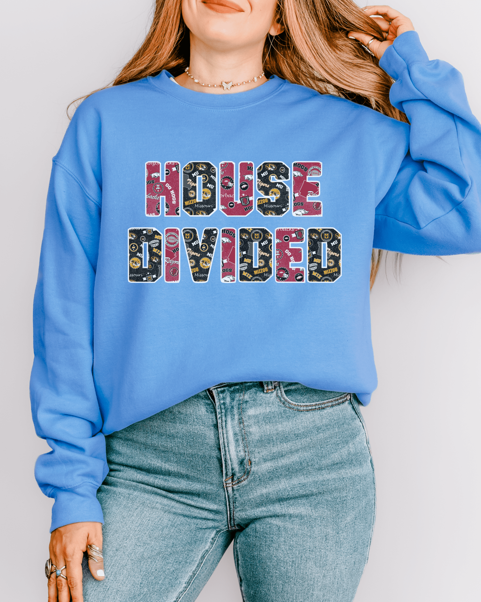 House Divided Letter Patterns Crewneck Sweatshirt - Tailgate Vibes