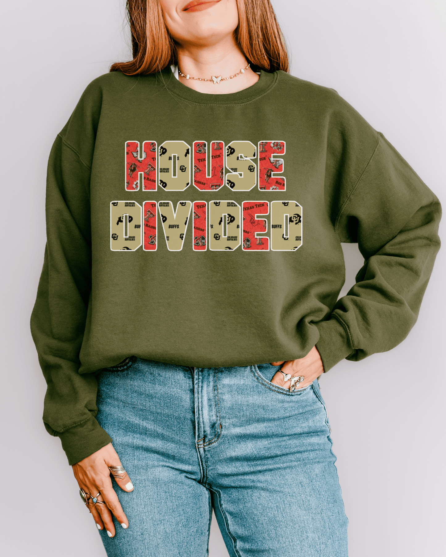 House Divided Letter Patterns Crewneck Sweatshirt - Tailgate Vibes