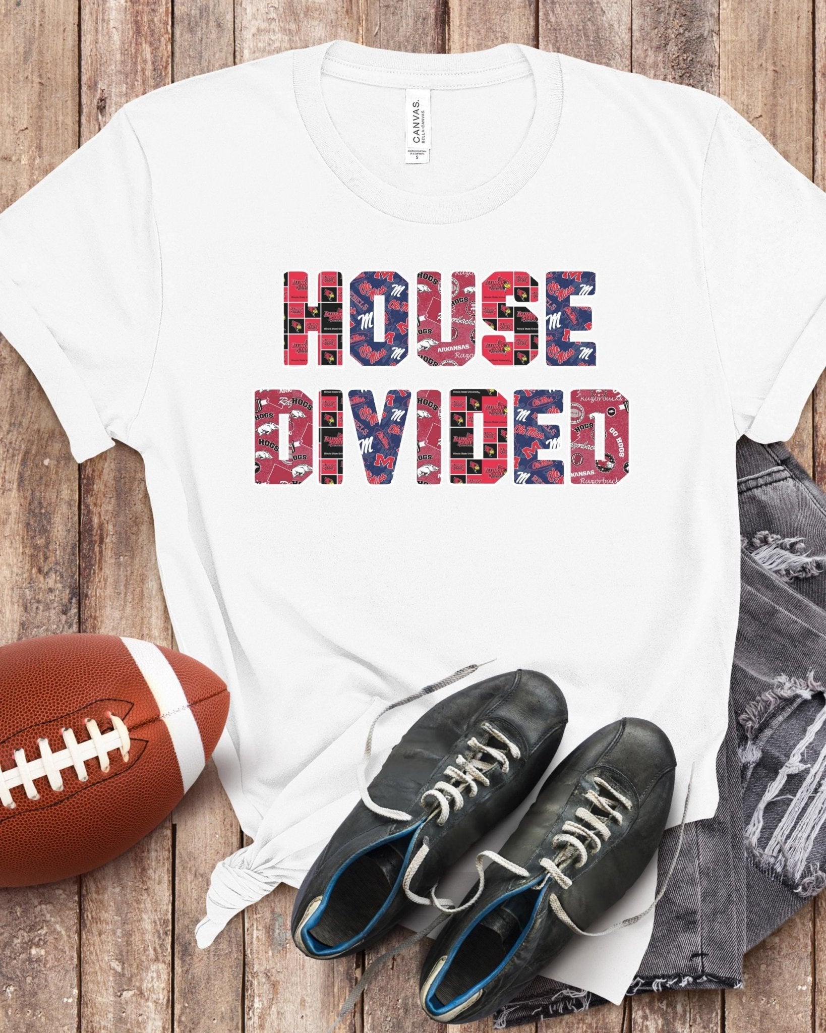 House Divided Letter Patterns T-Shirt - Tailgate Vibes