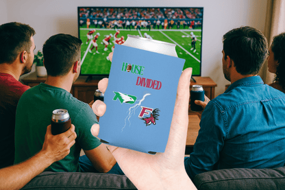House Divided Lightning Bolt Football Can Coolers - Tailgate Vibes