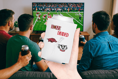 House Divided Lightning Bolt Football Can Coolers - Tailgate Vibes