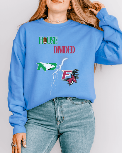 House Divided Lightning Bolt Football Crewneck Sweatshirt - Tailgate Vibes