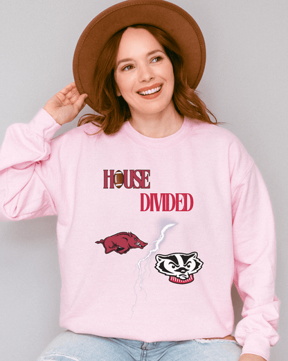 House Divided Lightning Bolt Football Crewneck Sweatshirt - Tailgate Vibes