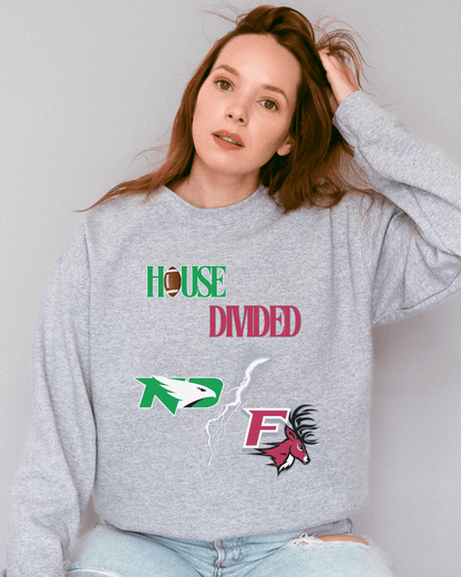 House Divided Lightning Bolt Football Crewneck Sweatshirt - Tailgate Vibes