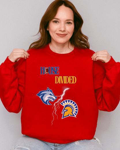 House Divided Lightning Bolt Football Crewneck Sweatshirt - Tailgate Vibes