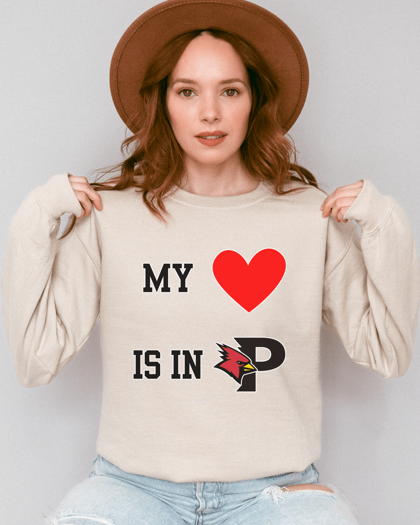 My Heart is in College Crewneck Sweatshirt - Tailgate Vibes