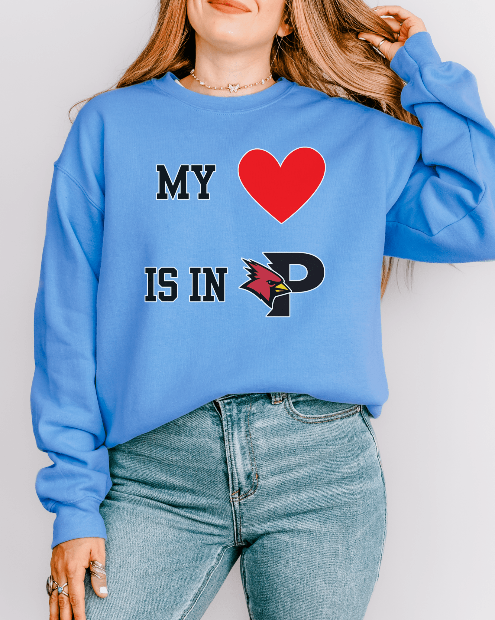 My Heart is in College Crewneck Sweatshirt - Tailgate Vibes