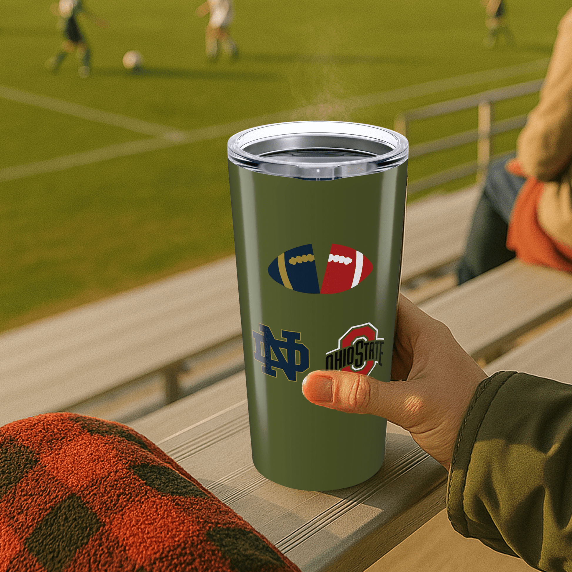 OG Split Football 20oz Stainless Tumbler - Tailgate Vibes