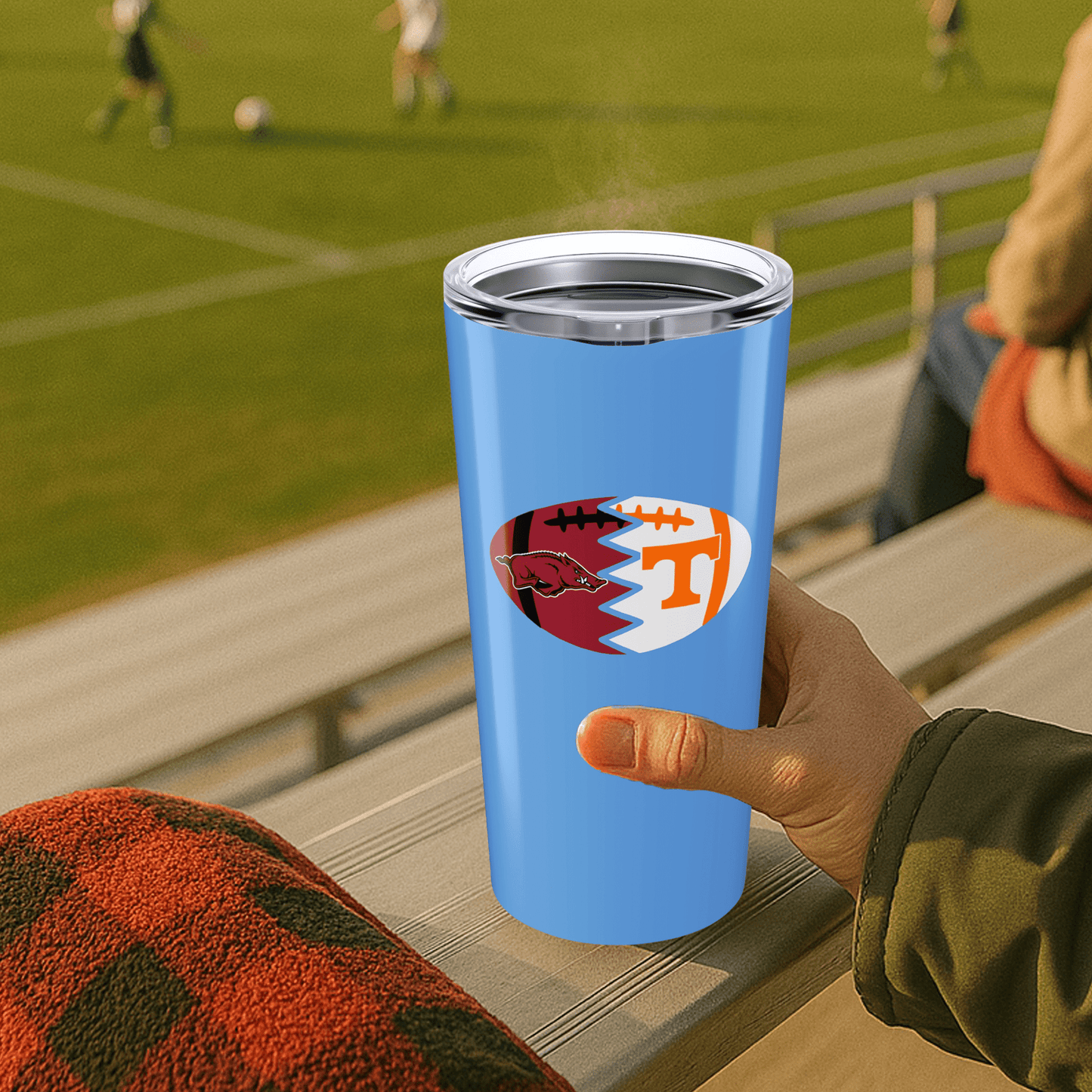 Split Football Logos 20oz Stainless Tumbler - Tailgate Vibes
