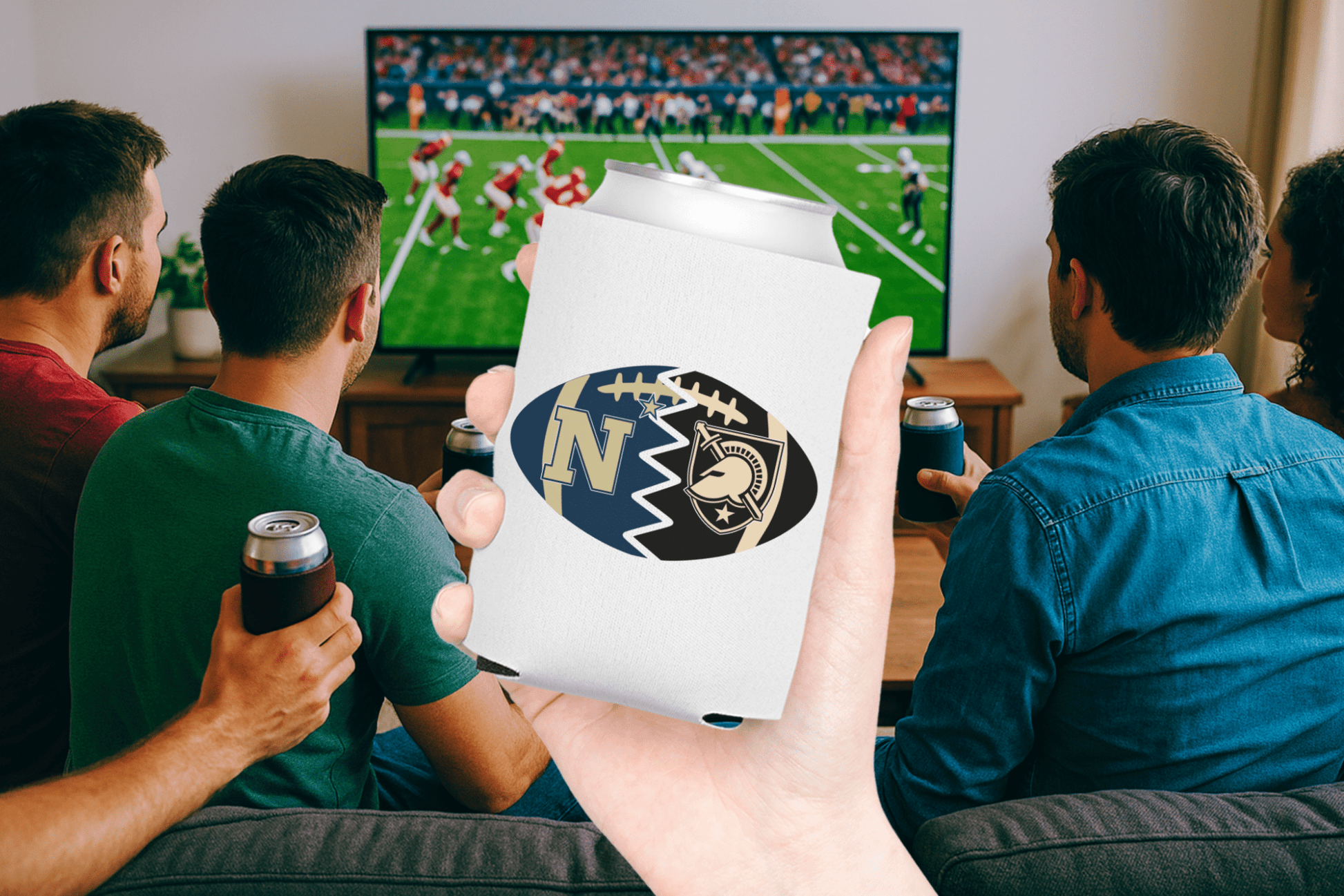 Split Football Logos Can Coolers - Tailgate Vibes