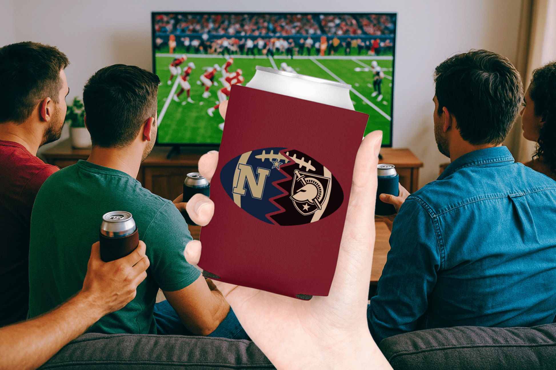 Split Football Logos Can Coolers - Tailgate Vibes