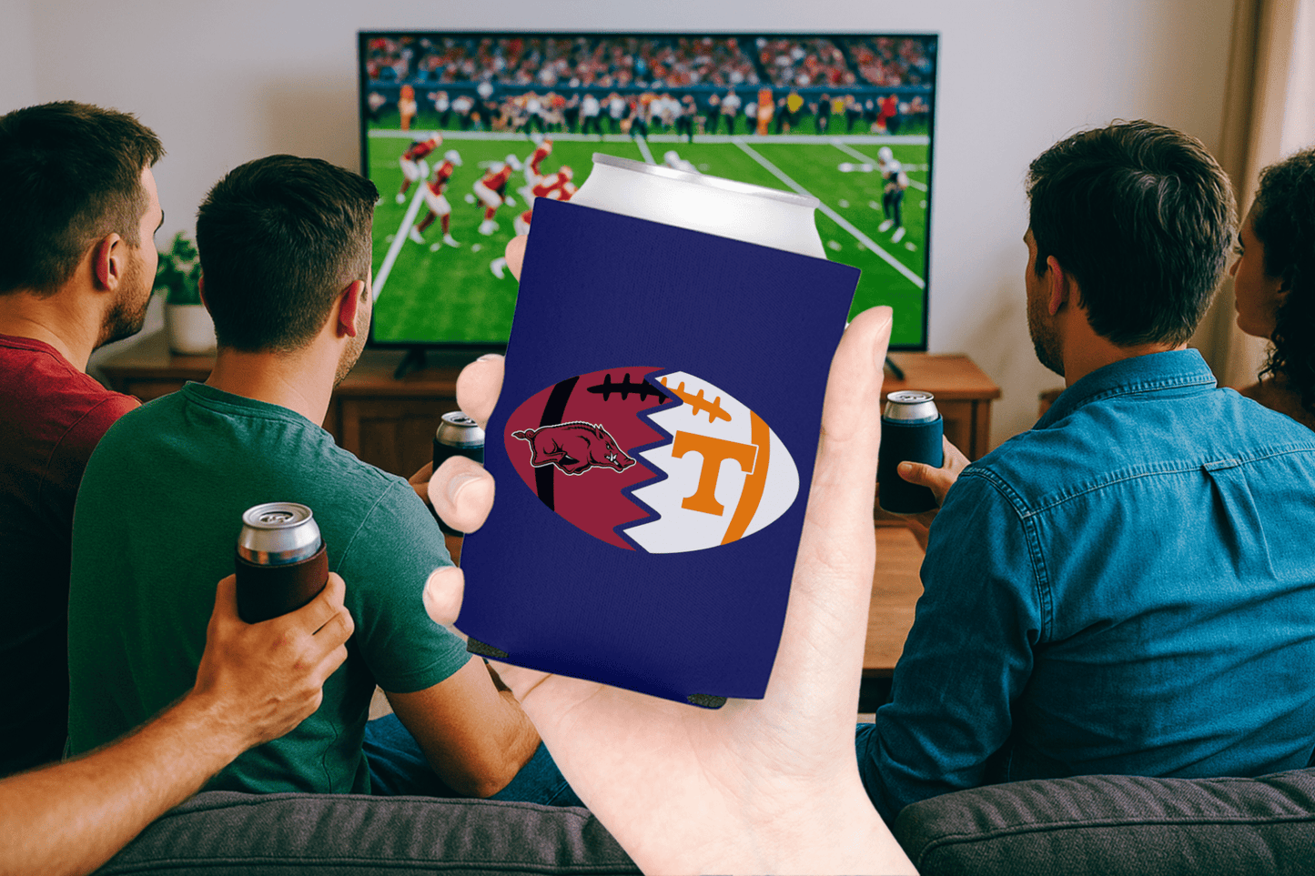 Split Football Logos Can Coolers - Tailgate Vibes