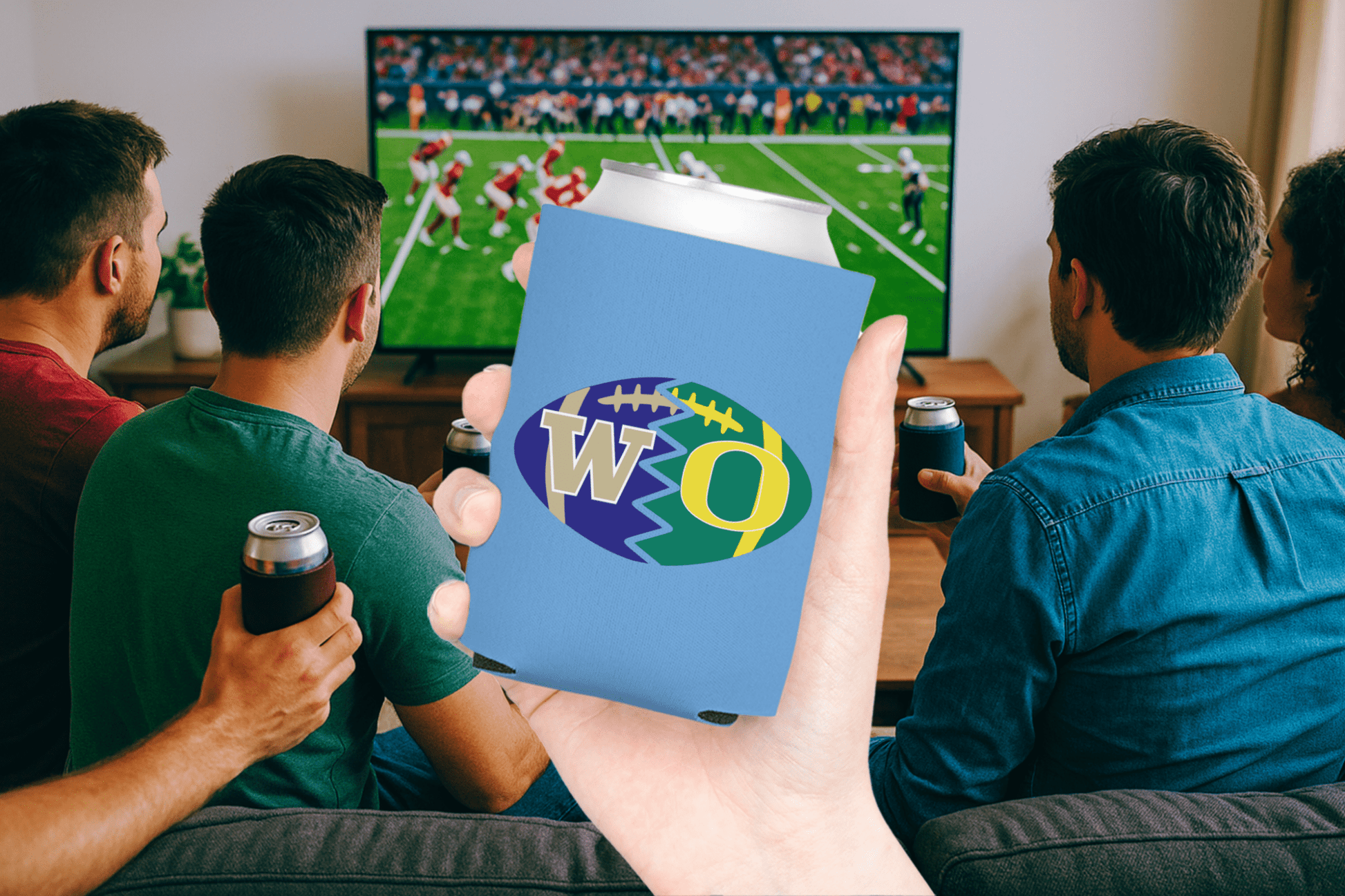 Split Football Logos Can Coolers - Tailgate Vibes